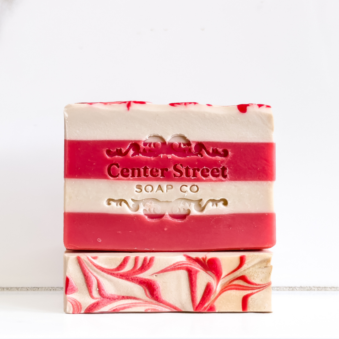 Christmas Candy Cane Peppermint Handmade Soap Bar - 4oz
