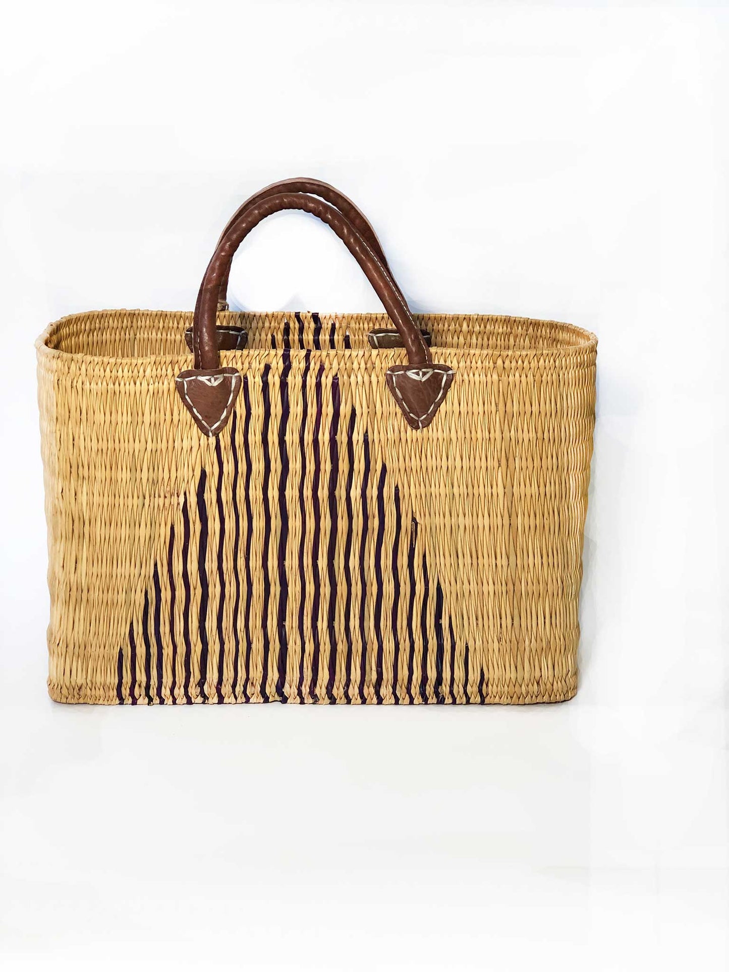 Large Beach Basket Triangular Design Bicolor - Jo’s Vintage Werks