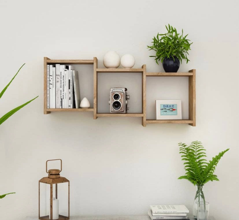 3-Cube Floating Decorative Organizer Wall Shelf with Ledges - Jo’s Vintage Werks