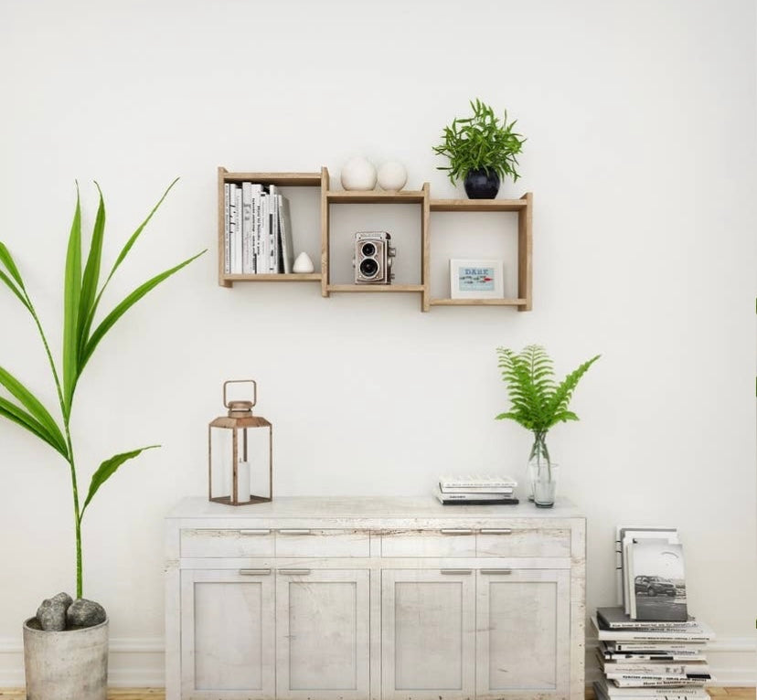 3-Cube Floating Decorative Organizer Wall Shelf with Ledges - Jo’s Vintage Werks