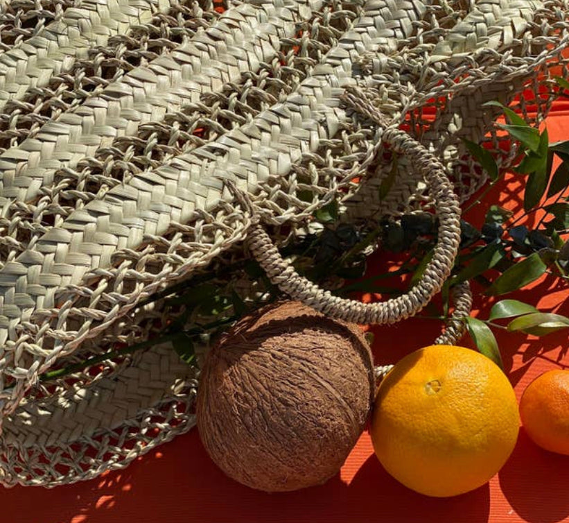 Straw Beach Basket Multi Band Lace - Jo’s Vintage Werks