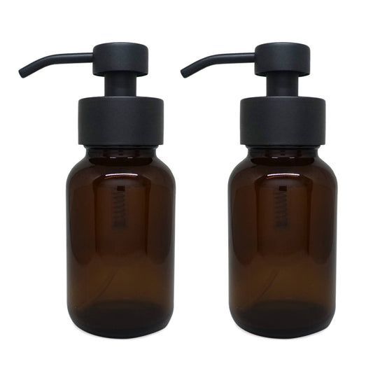 2 Pack 8oz Amber Glass Foaming Soap Dispenser Refillable: Matte Black - Jo’s Vintage Werks
