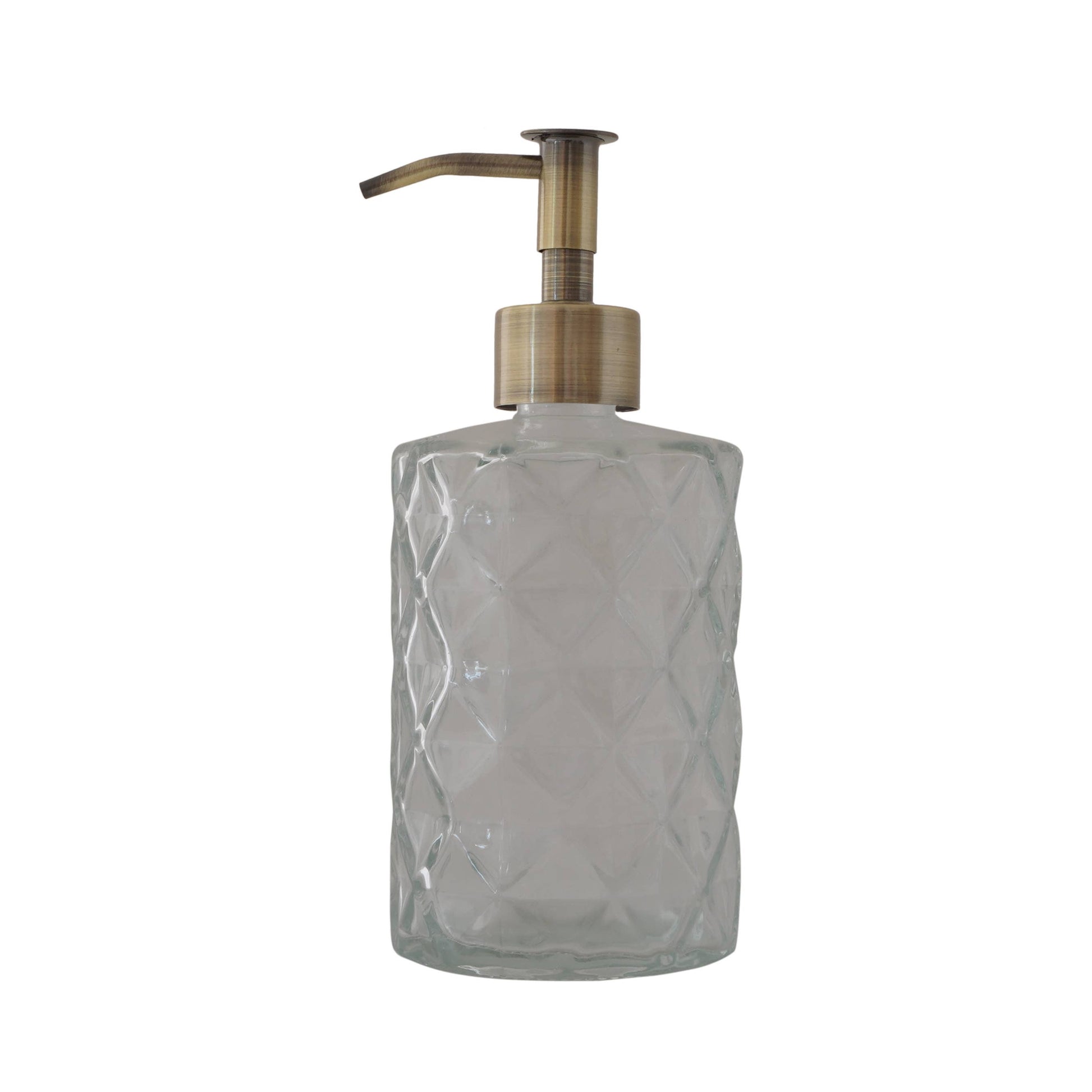 Slim Pump Diamond Pattern Glass Liquid Soap Dispenser: Matte Black / Oil Rubbed Bronze - Jo’s Vintage Werks