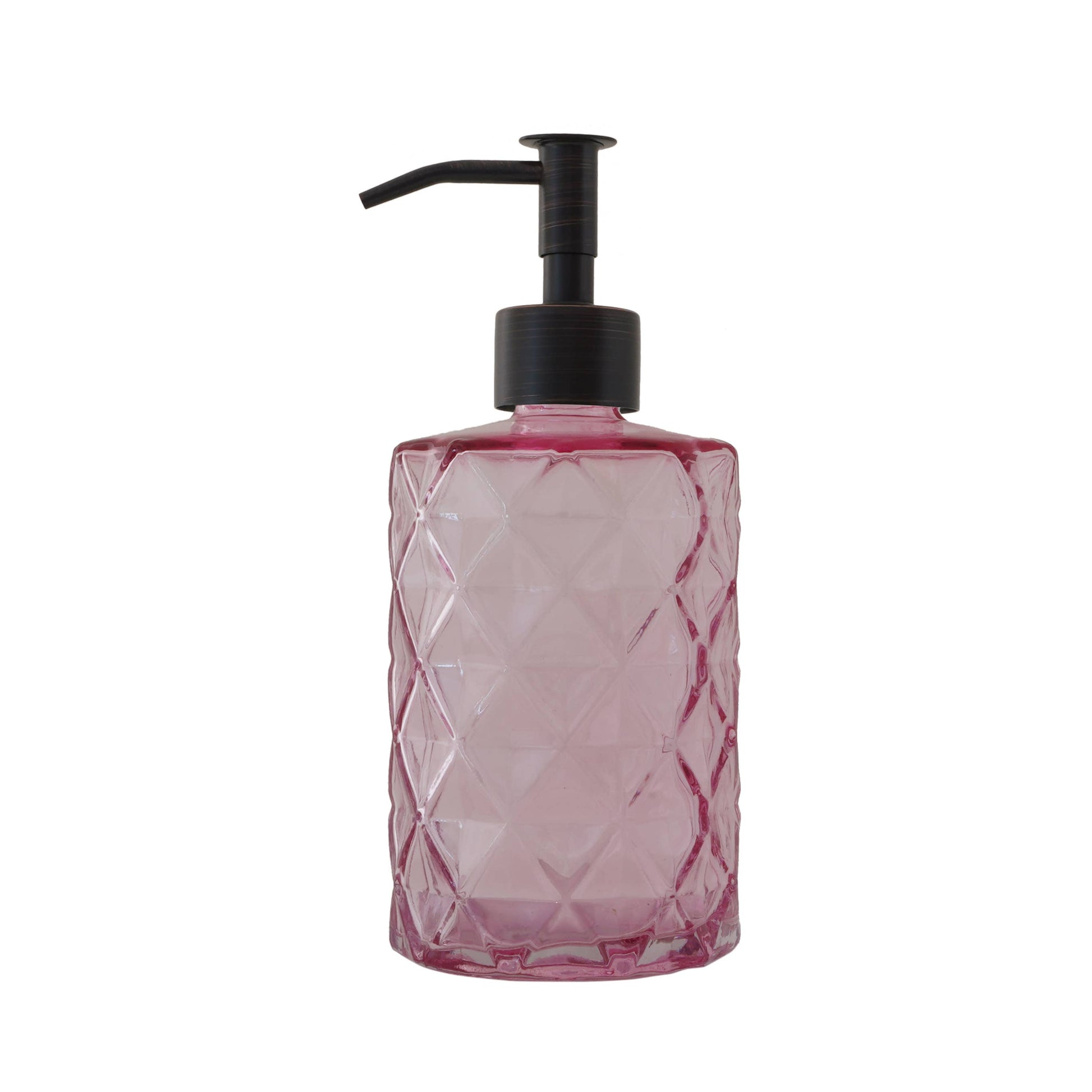 Slim Pump Diamond Pattern Glass Liquid Soap Dispenser: Matte Black / Oil Rubbed Bronze - Jo’s Vintage Werks