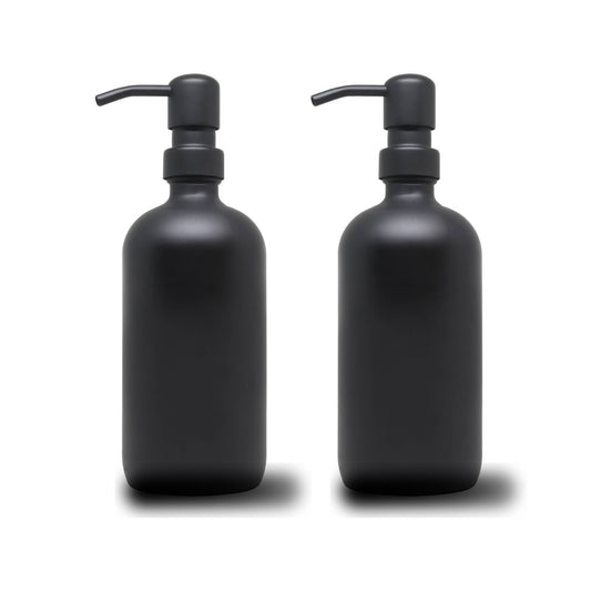 2 Pack - 16oz Matte Black Glass Liquid Soap Dispenser: Matte Black - Jo’s Vintage Werks