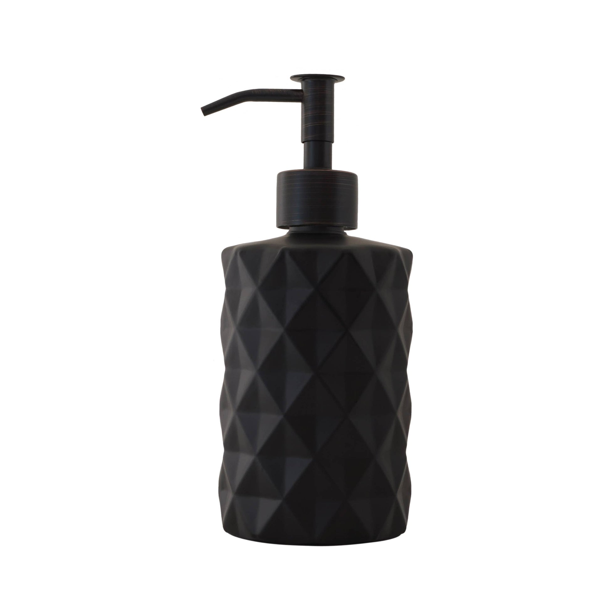 Slim Pump Diamond Pattern Glass Liquid Soap Dispenser: Matte Black / Oil Rubbed Bronze - Jo’s Vintage Werks