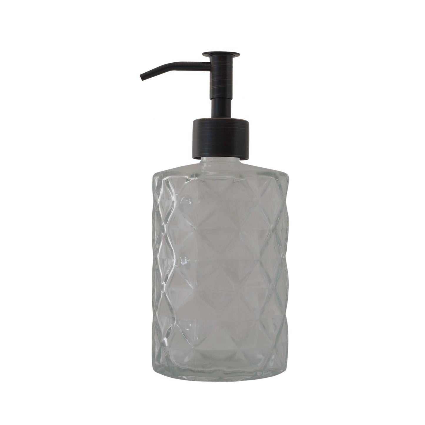 Slim Pump Diamond Pattern Glass Liquid Soap Dispenser: Matte Black / Oil Rubbed Bronze - Jo’s Vintage Werks