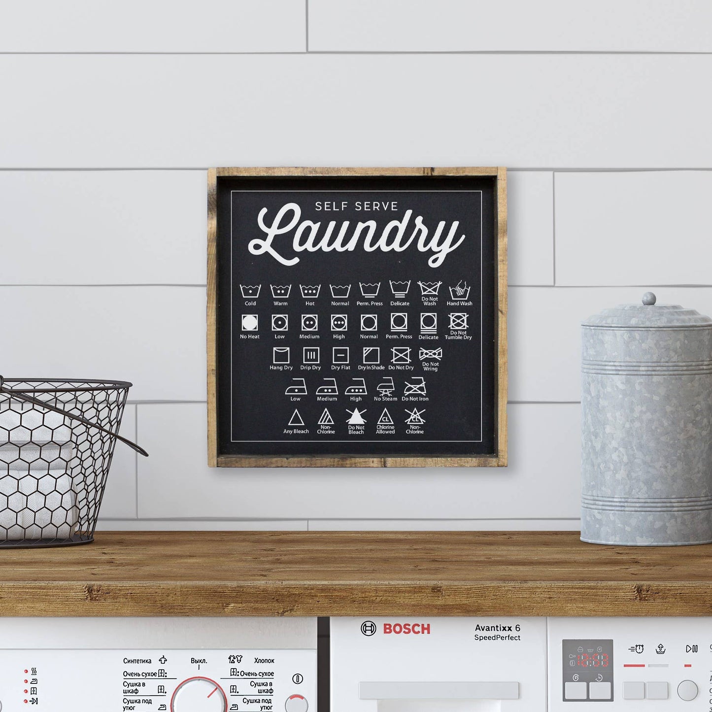 Laundry Symbols Wood Sign - Jo’s Vintage Werks