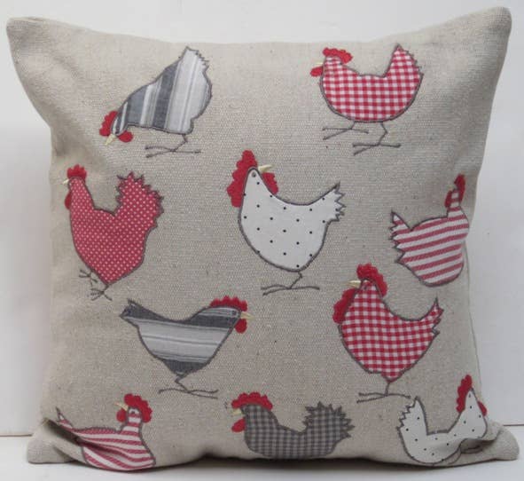 Natural Habitat - Pillow Applique/Embo 16" Checkered Chicken - Jo’s Vintage Werks