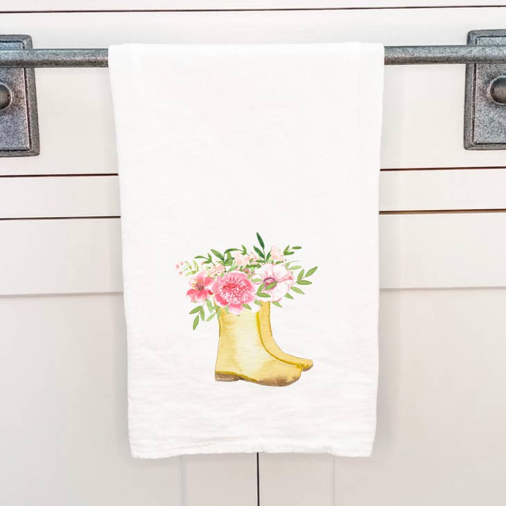 Garden Boots - Cotton Tea Towel - Jo’s Vintage Werks