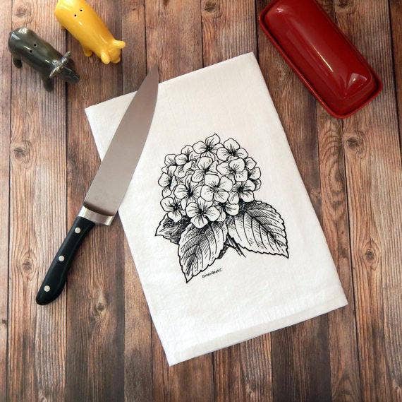 Tea Towels - Hydrangea Flower Flour Sack Tea Towel - Jo’s Vintage Werks