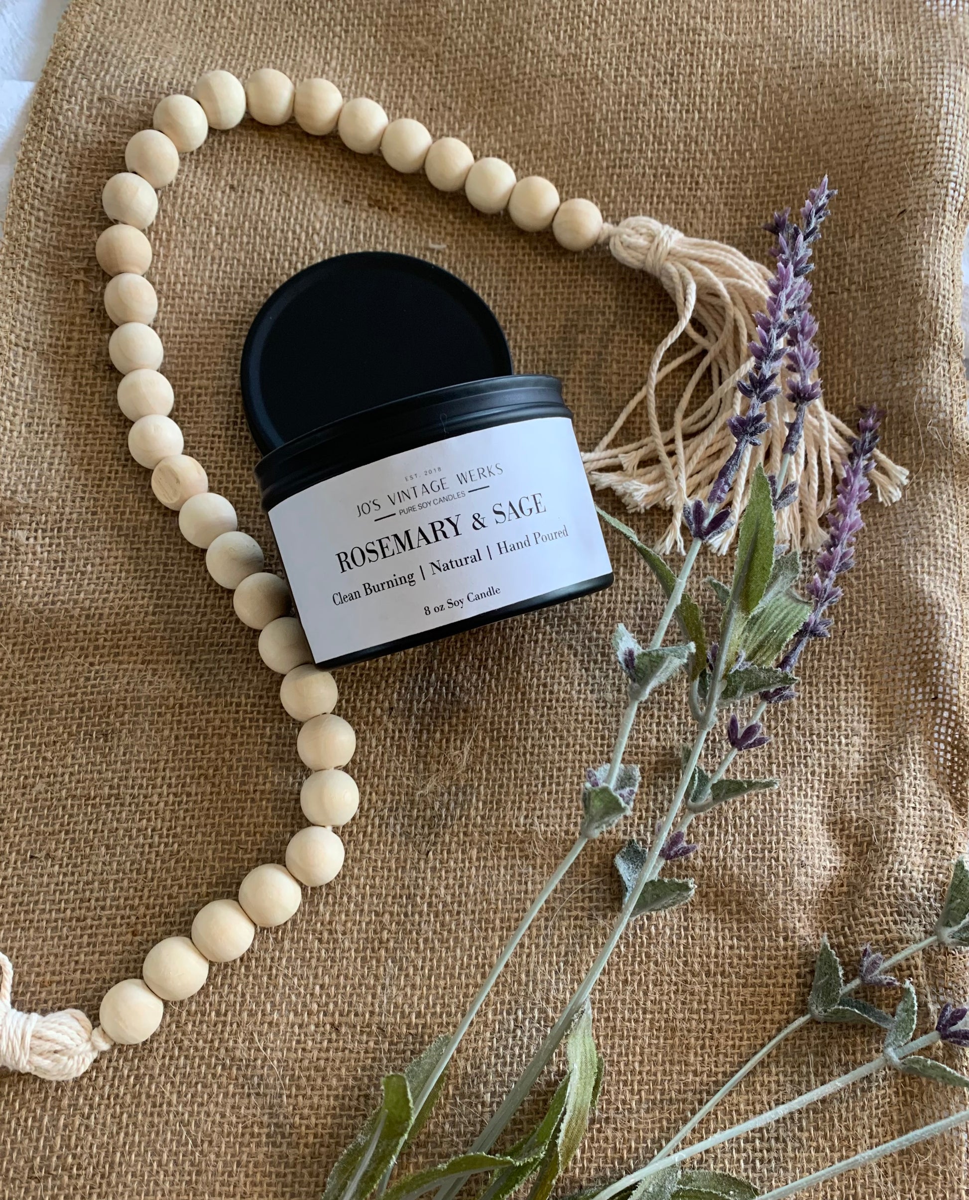 Rosemary & Sage Soy Candle - Jo’s Vintage Werks