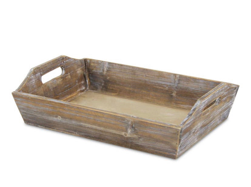 Deep Wooden Shabby Tray with Side handles - Jo’s Vintage Werks
