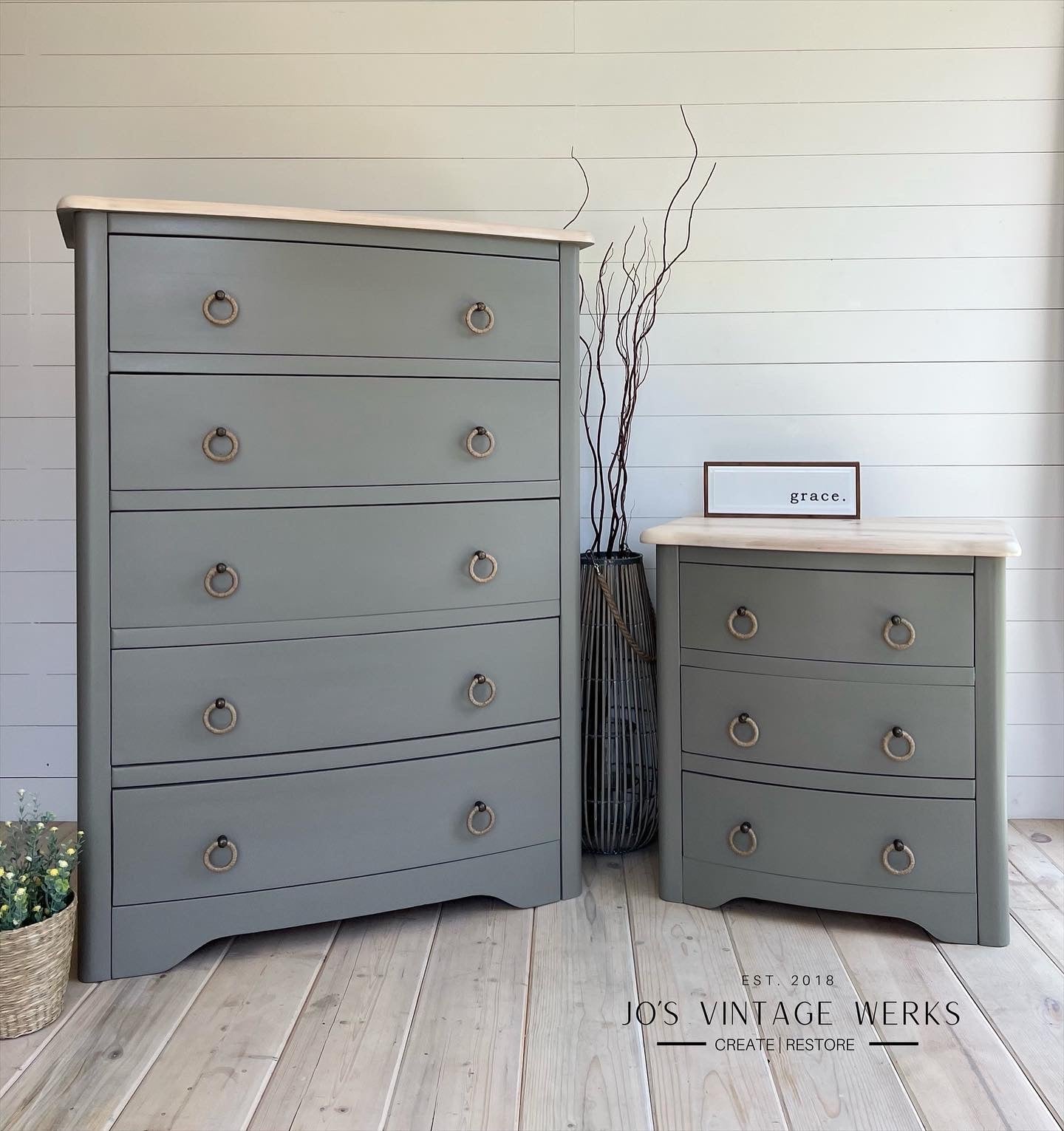 Pine Dresser & Nightstand Set - Jo’s Vintage Werks